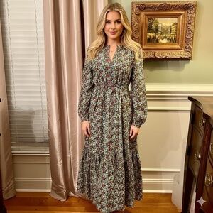 $168 NWOT Olivia James the Label Lydia Floral Midi Dress Size LARGE